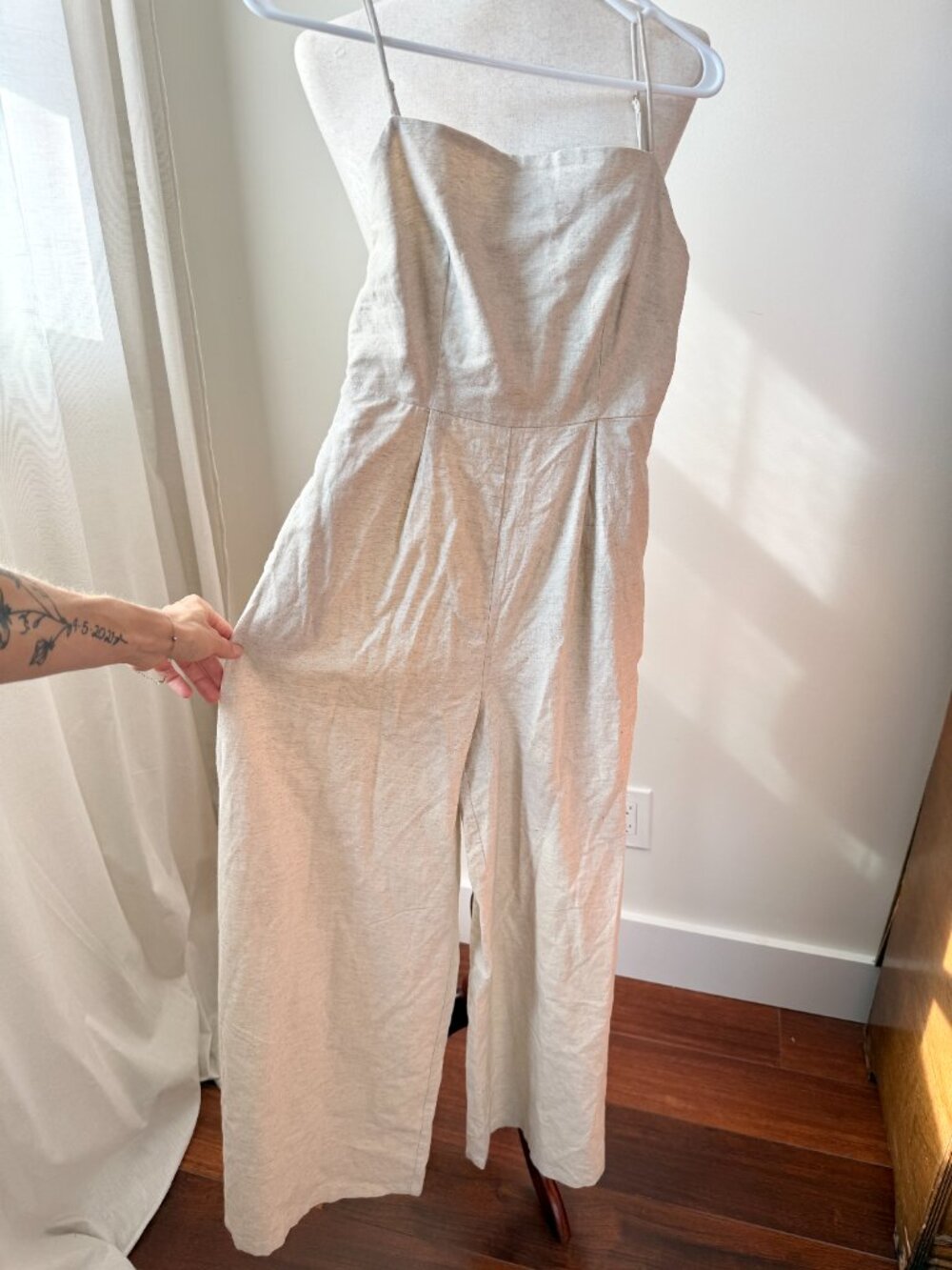 Petal & Pup Linen Cotton Wide Leg Jumpsuit XS Beige Neutral - Picture 3 of 11
